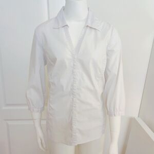 Women’s White Large Old Navy 3/4 Button Down Shirt Perfect Fit Stretch